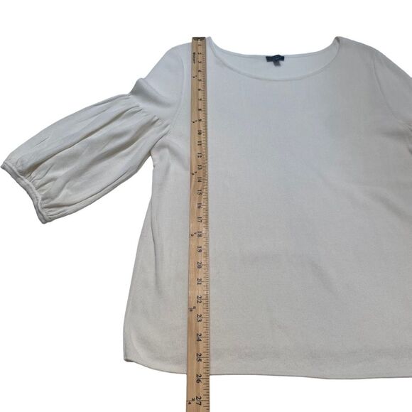 Talbots Fine Gauge Knit Cream Bell Sleeve Sweater Minimalist Minimalism Sz XL - Picture 4 of 7